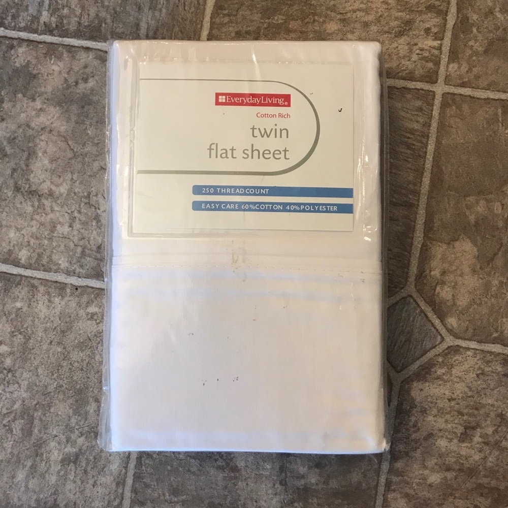 NEW! Everyday Living Twin Flat Sheet White Cotton
